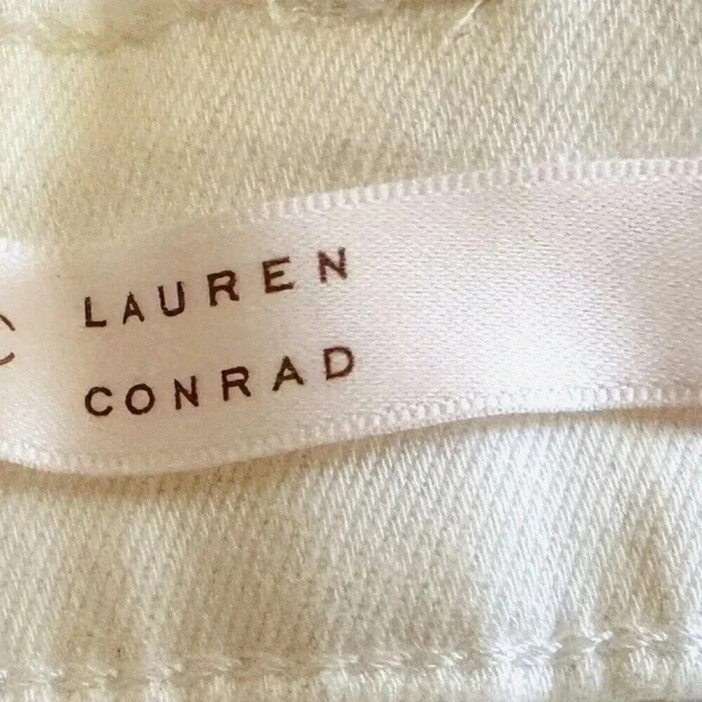 NWT LAUREN CONRAD Women High Rise Stretch White Denim Cut Off Shorts Plus Sz 24W - Picture 4 of 6